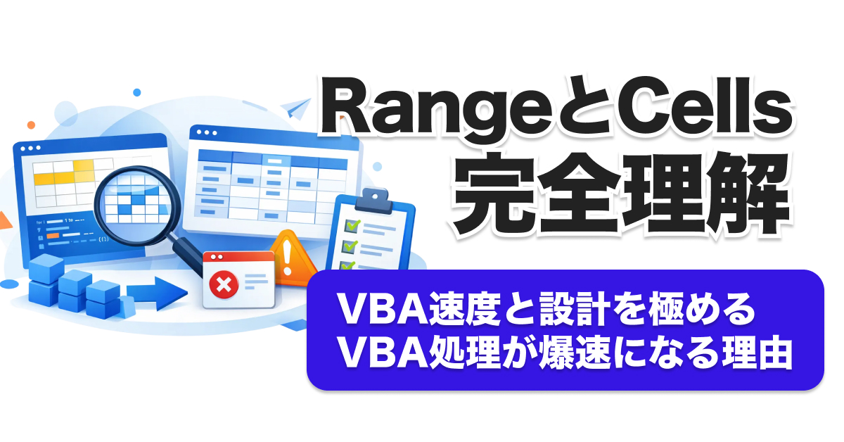 VBA RangeとCellsの使い分け判断マップ｜配列で50ms高速化