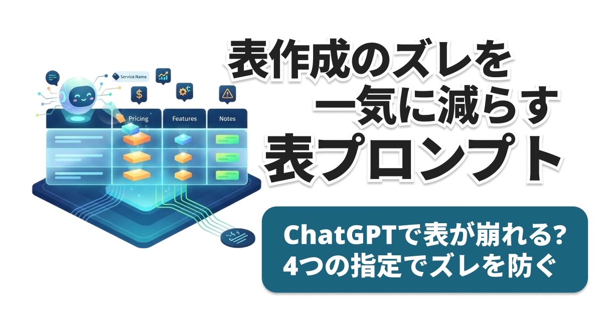 ChatGPTで表を作る方法｜比較表・一覧表を崩さず作成するプロンプト